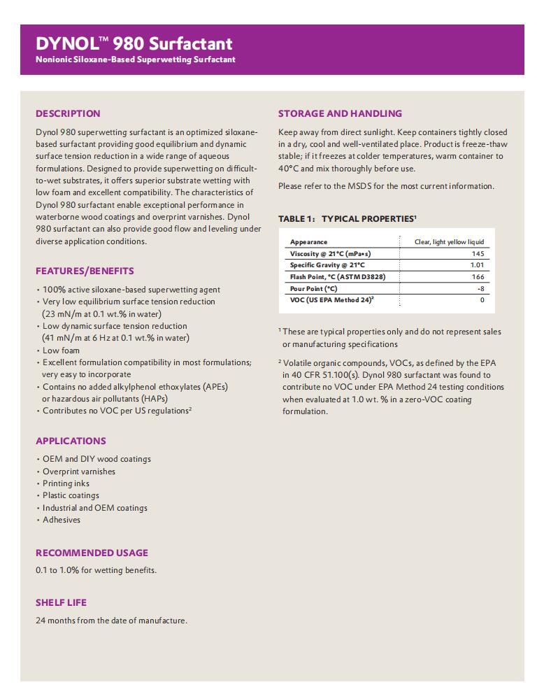 Dynol 980表面活性劑(圖1)